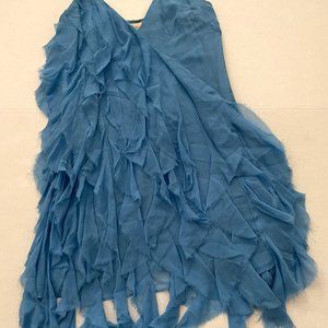 Elizabeth & James XS Silk Blue Ruffled Dress